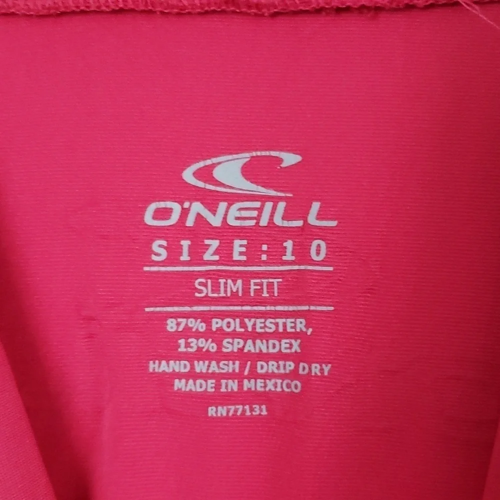 O'NEILL hot pink long sleeve Rashguard, 50+ ultraviolet protection, slim fit, 10